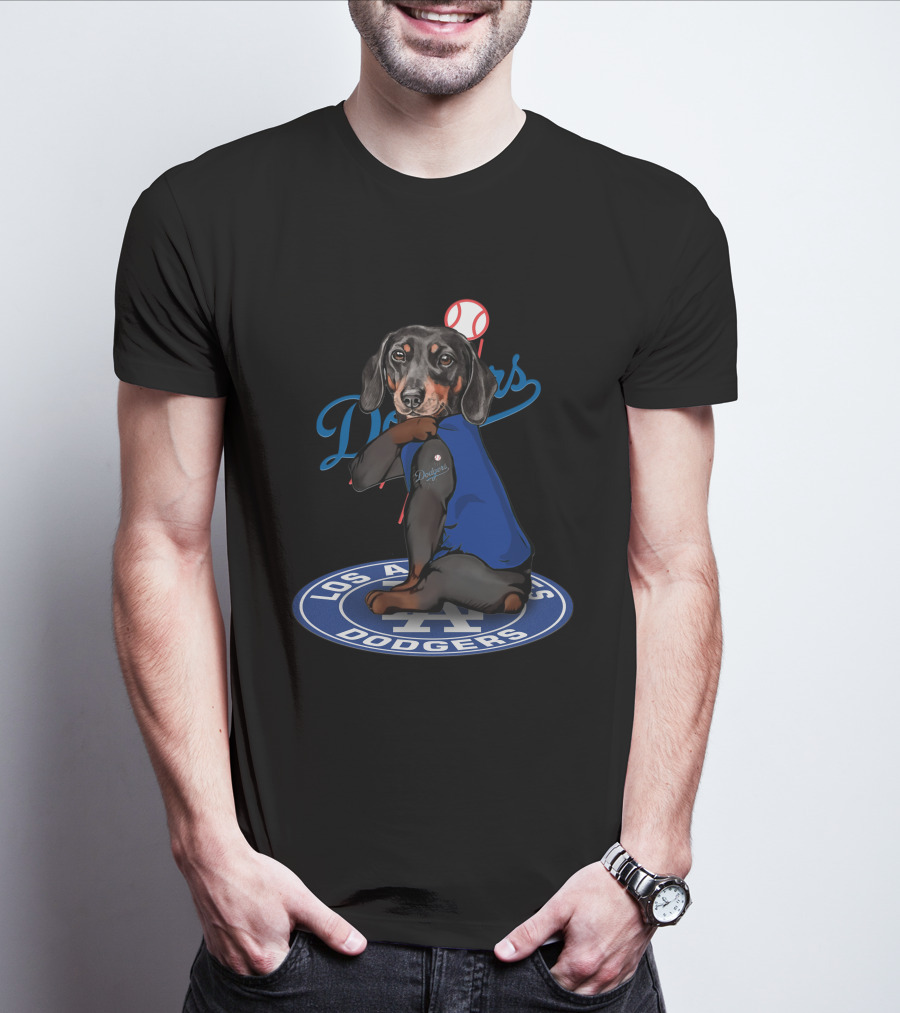 Los Angeles Dodgers Dachshund Baseball Team T-Shirt
