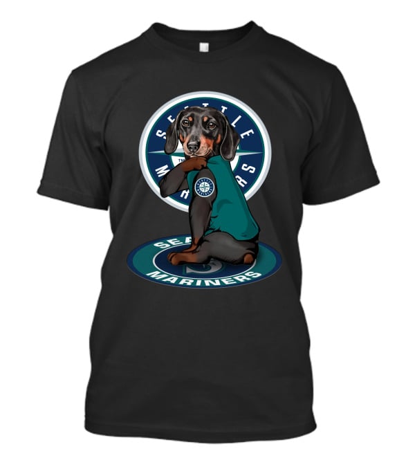 Seattle Mariners Dachshund Sitting On T-Shirt
