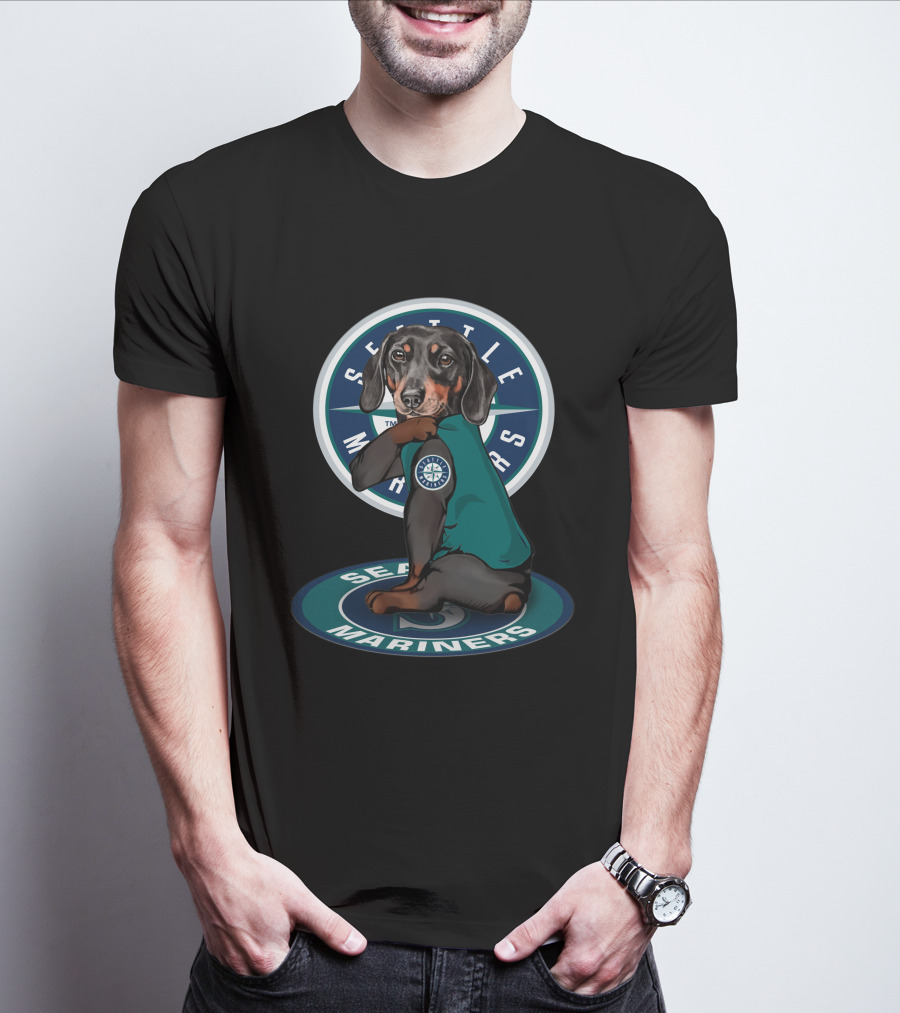 Seattle Mariners Dachshund Sitting On T-Shirt