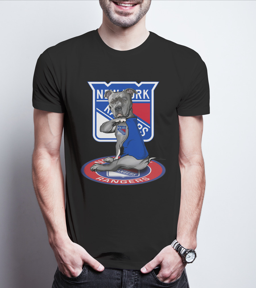 New York Rangers Dog Wearing Blue Jersey T-Shirt
