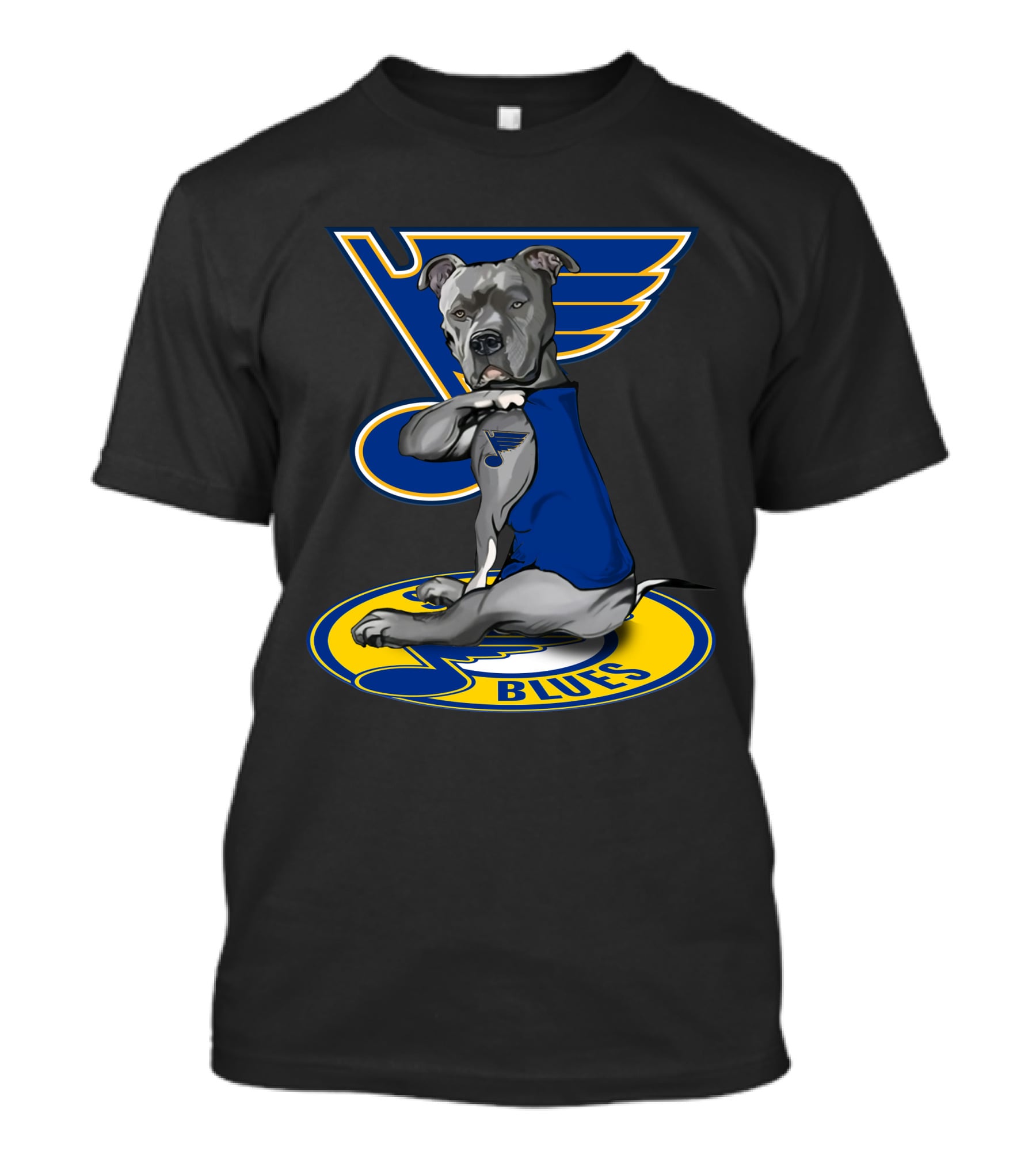 St Louis Blues Dog In Blue Jersey On Hockey T-Shirt