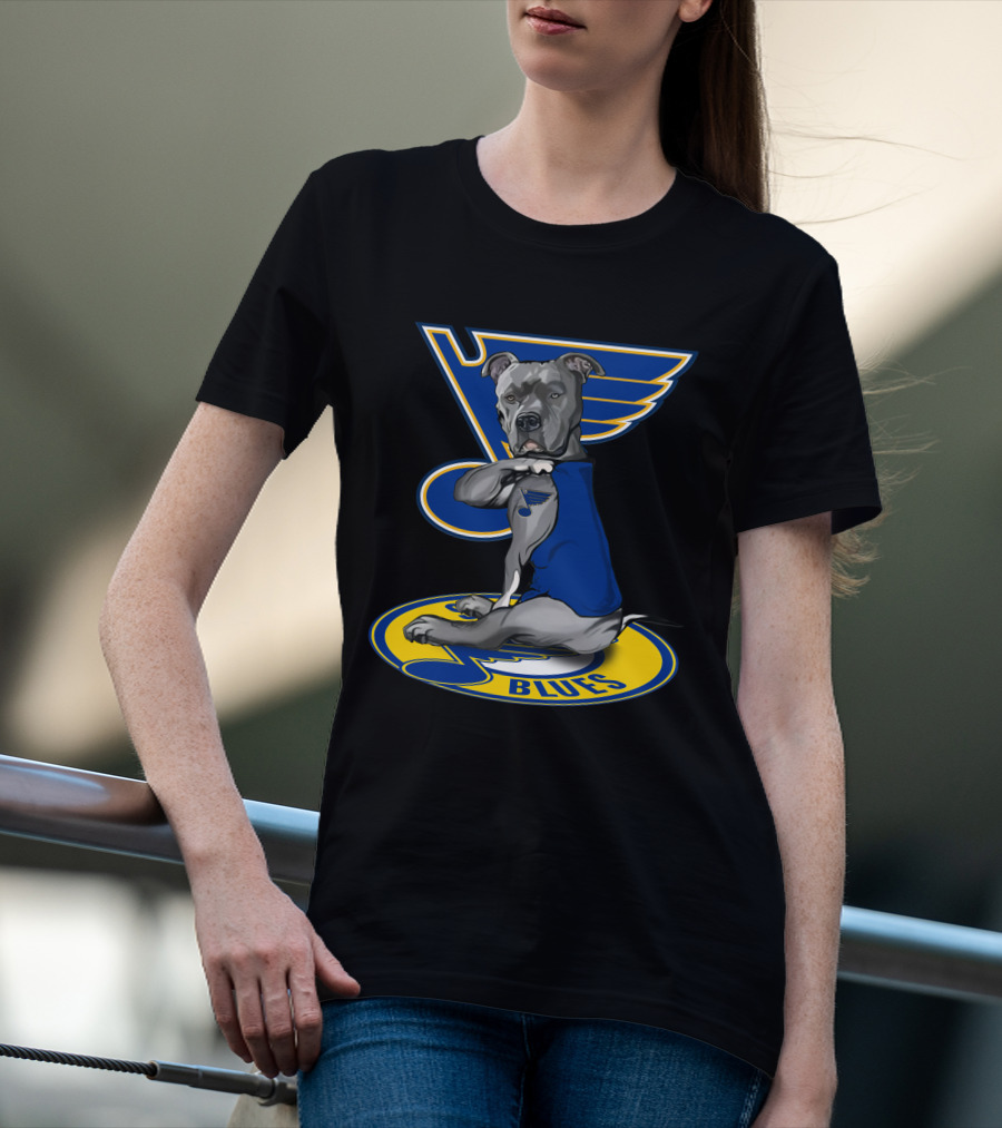 St Louis Blues Dog In Blue Jersey On Hockey T-Shirt
