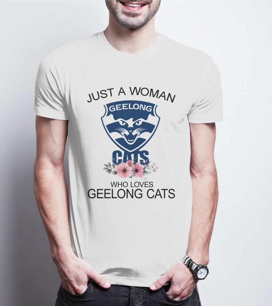 Just A Woman Who Loves Geelong Cats T-Shirt