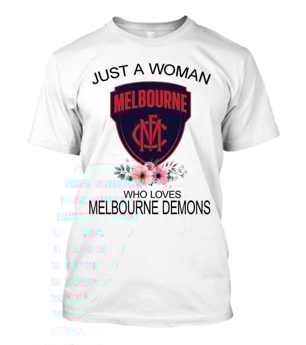 Just A Woman Who Loves Melbourne Demons Melbourne Cfc Logo Flower Decor T-Shirt