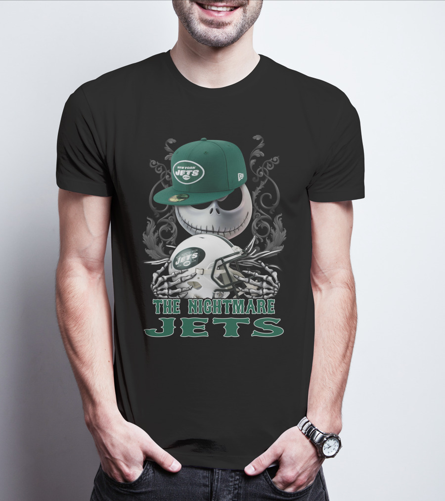 New York Jets The Nightmare Skellington Helmet T-Shirt
