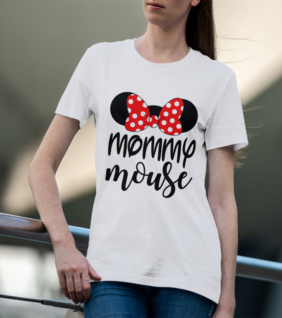 Mommy Mouse Red Polka Dot Bow Ears T-Shirt
