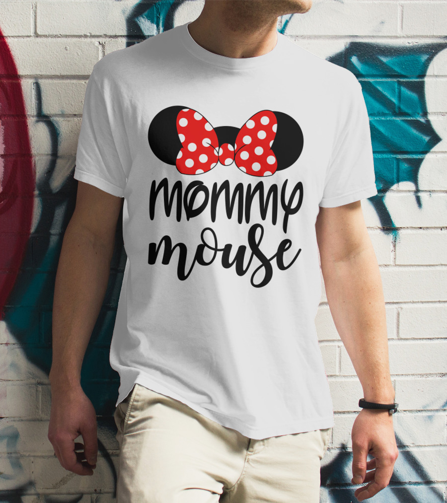 Mommy Mouse Red Polka Dot Bow Ears T-Shirt