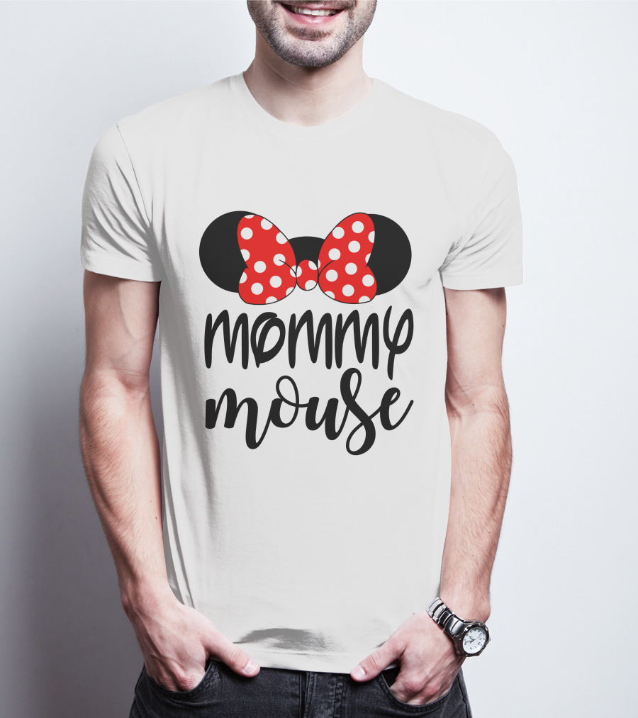 Mommy Mouse Red Polka Dot Bow Ears T-Shirt