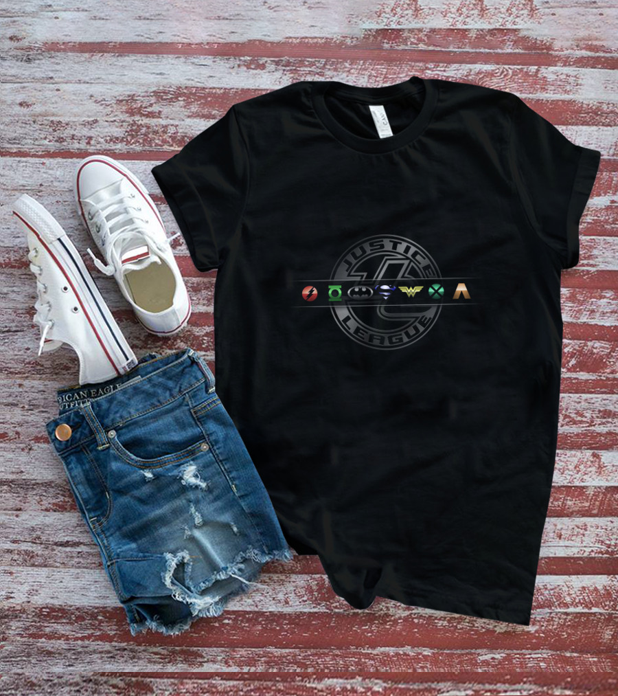 Justice League Flash Green Lantern Batman Superman Wonder Woman Aquaman Cyborg T-Shirt