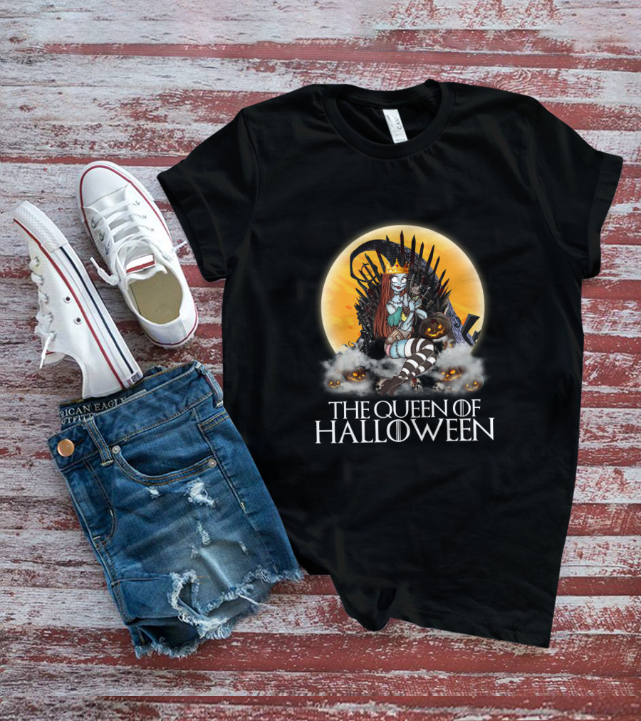 The Queen Of Halloween Throne With Monsters T-Shirt