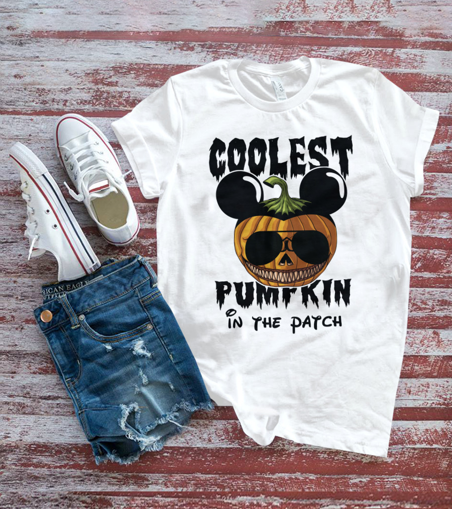 Coolest Pumpkin In The Patch Mickey Ears Sunglasses T-Shirt