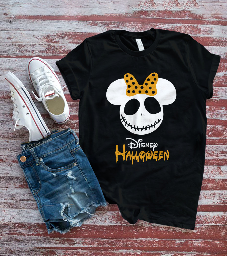 Disney Halloween Minnie Mouse Skull Bow T-Shirt