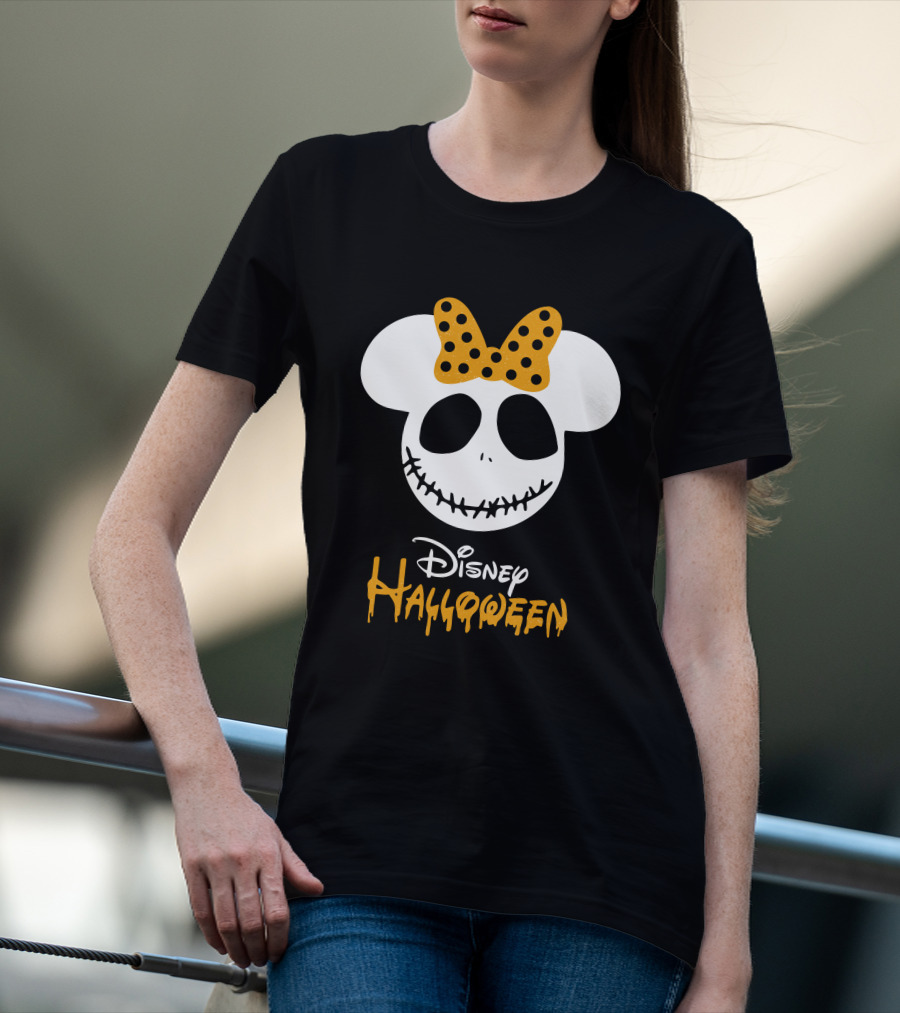 Disney Halloween Minnie Mouse Skull Bow T-Shirt