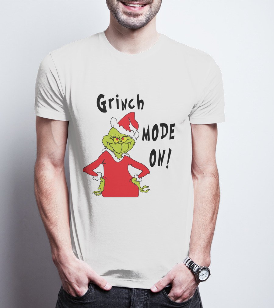 Grinch Mode On Santa Hat Red T-Shirt