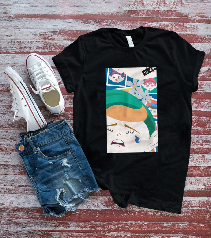 All Out Weeping Piximoji With Floral Background And Expressive Faces T-Shirt
