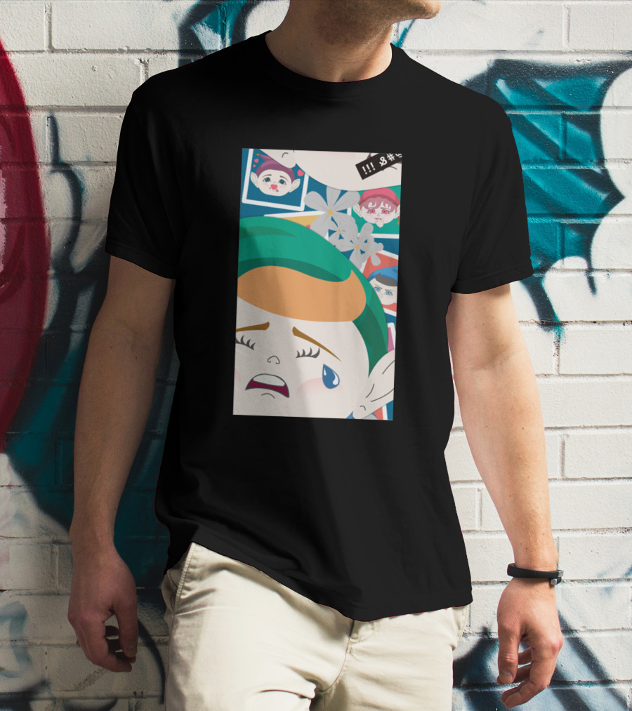 All Out Weeping Piximoji With Floral Background And Expressive Faces T-Shirt