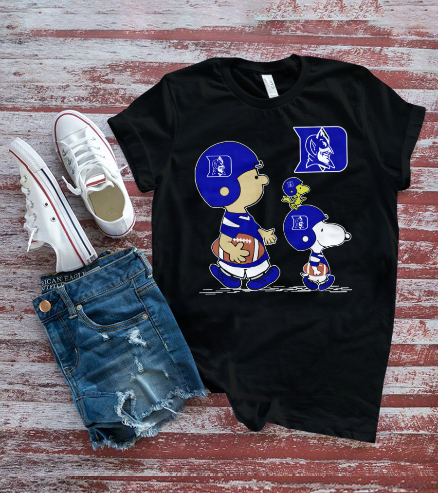 Duke Blue Devils Peanuts Characters Football Helmets T-Shirt