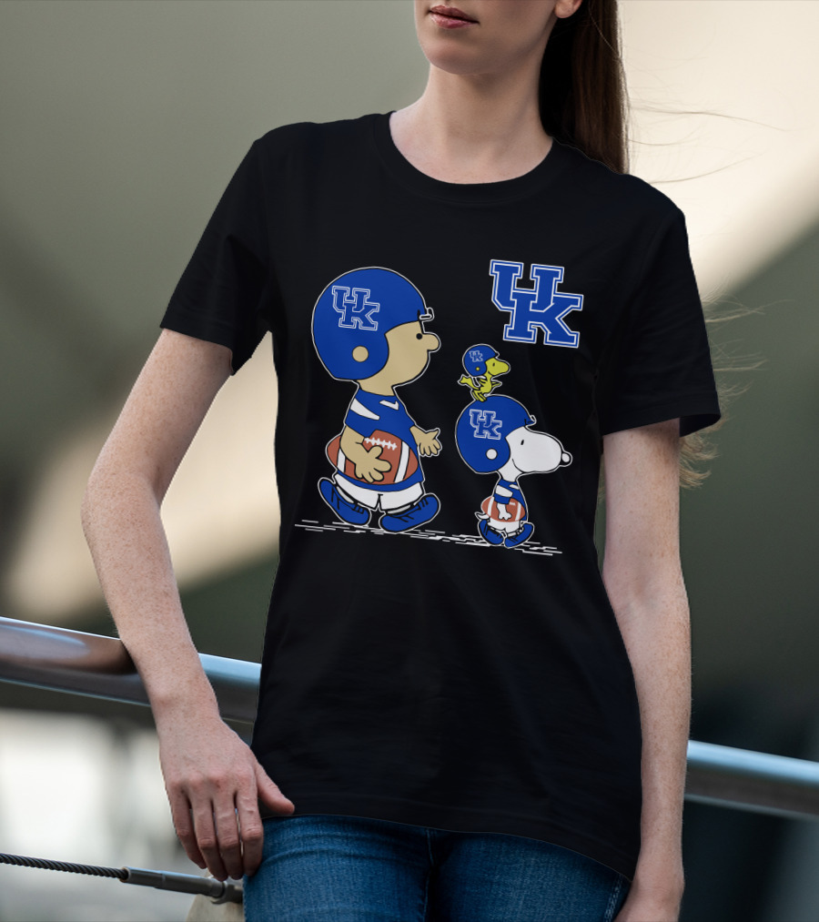 Kentucky Wildcats Peanuts Mascots Football Team Collaboration Snoopy Woodstock T-Shirt