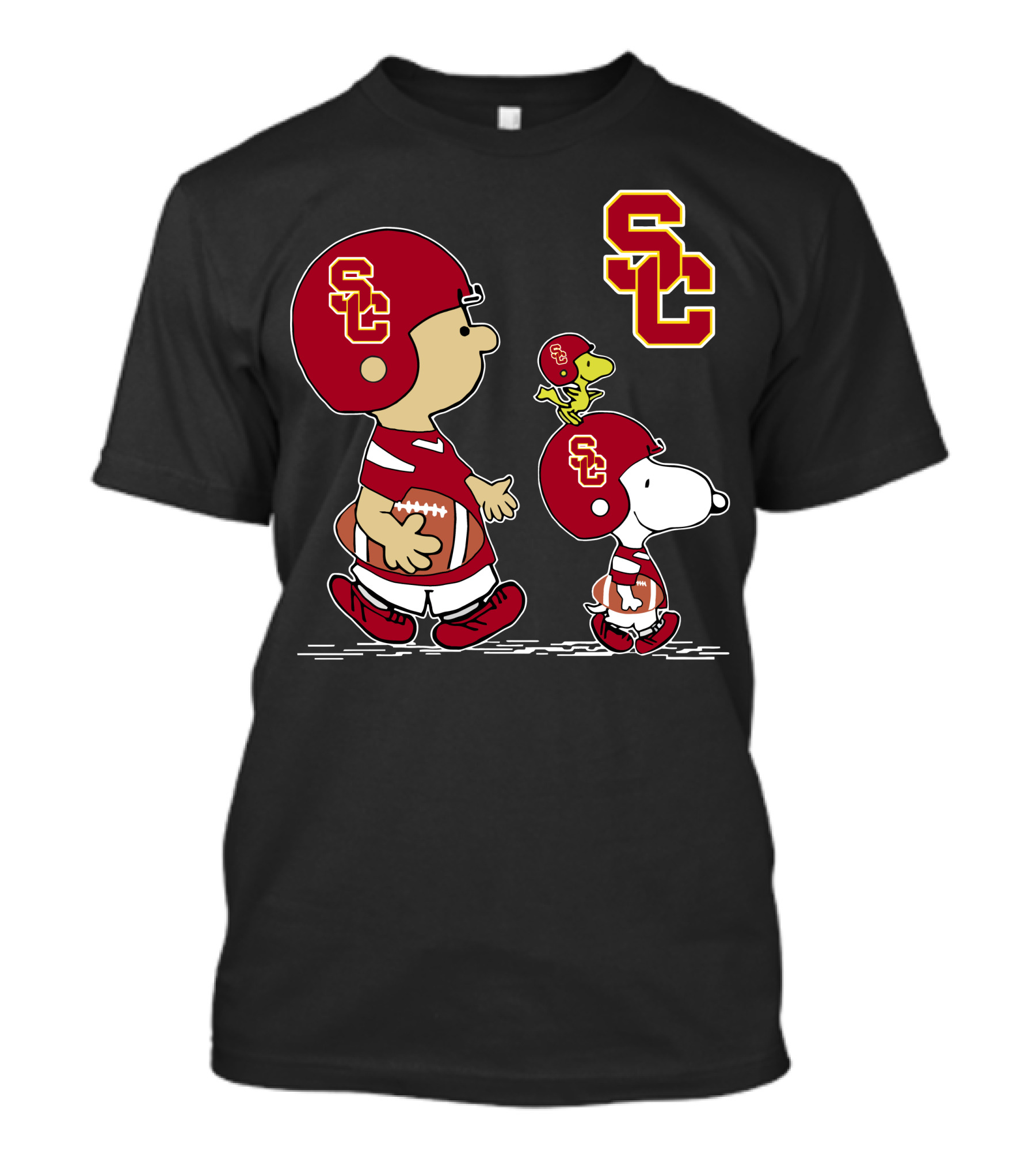 Usc Trojans Sc Football Peanuts Snoopy And Woodstock In Helmets T-Shirt