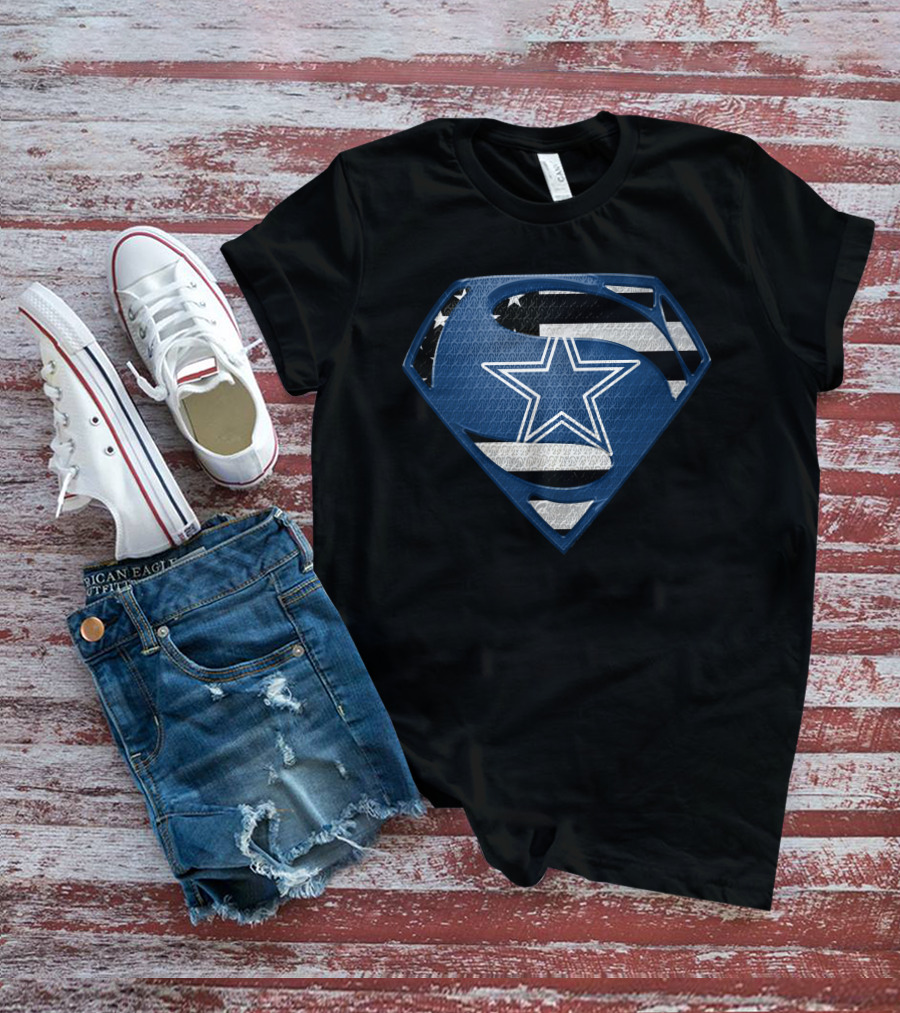 Dallas Cowboys Superman Logo With American Flag Elements T-Shirt