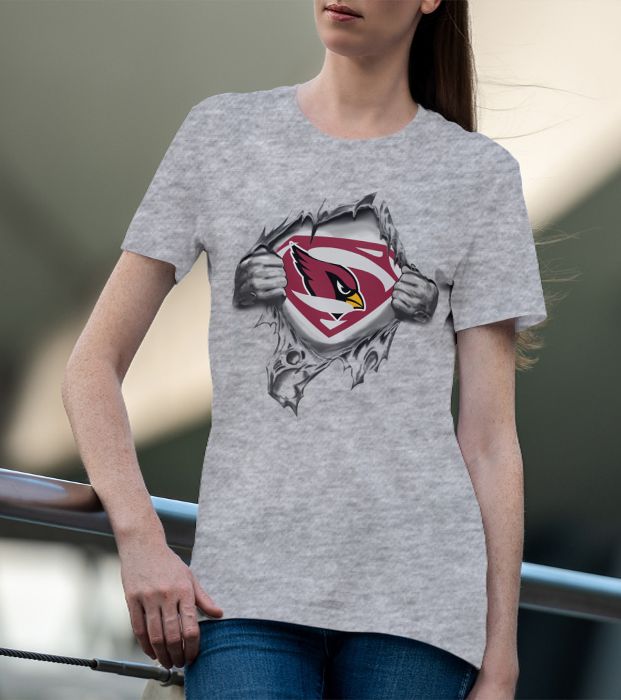 Arizona Cardinals Superman Logo Emblem Rip T-Shirt
