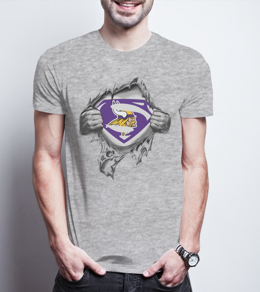 Minnesota Vikings Super Hero Logo Rip T-Shirt