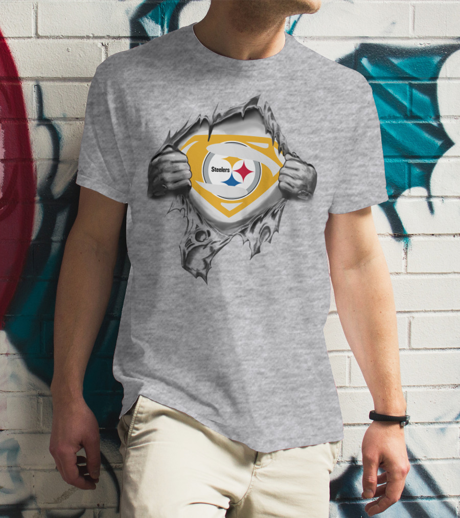 Steelers Logo Superhero Chest Reveal T-Shirt