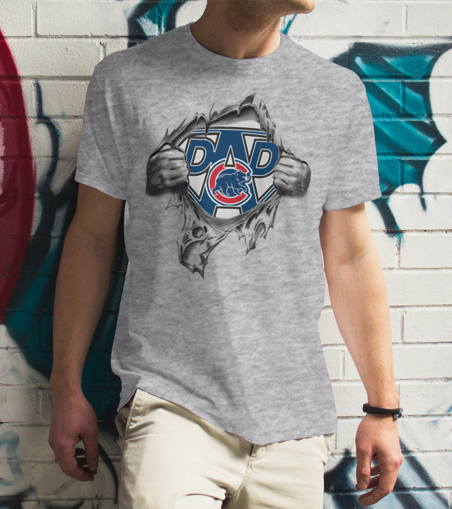 Chicago Cubs Dad Super Logo Bear T-Shirt
