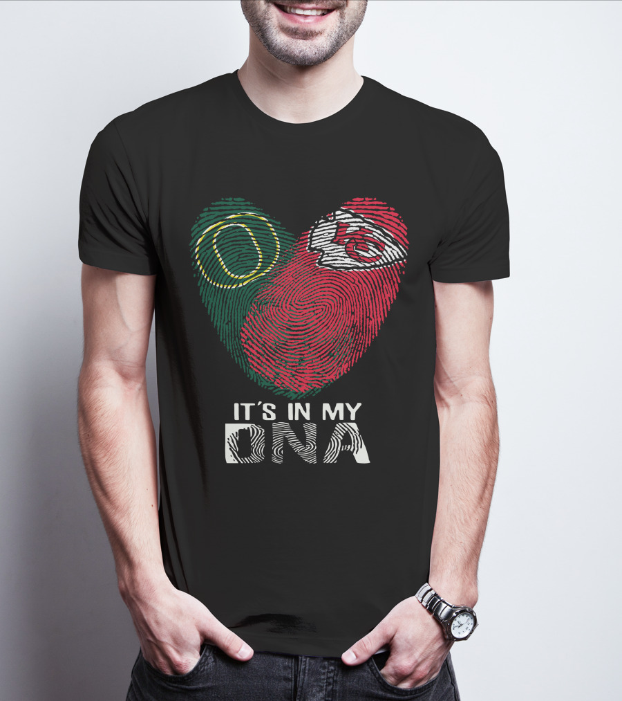 Oregon Ducks Chiefs It's In My Dna Heart Fingerprint T-Shirt