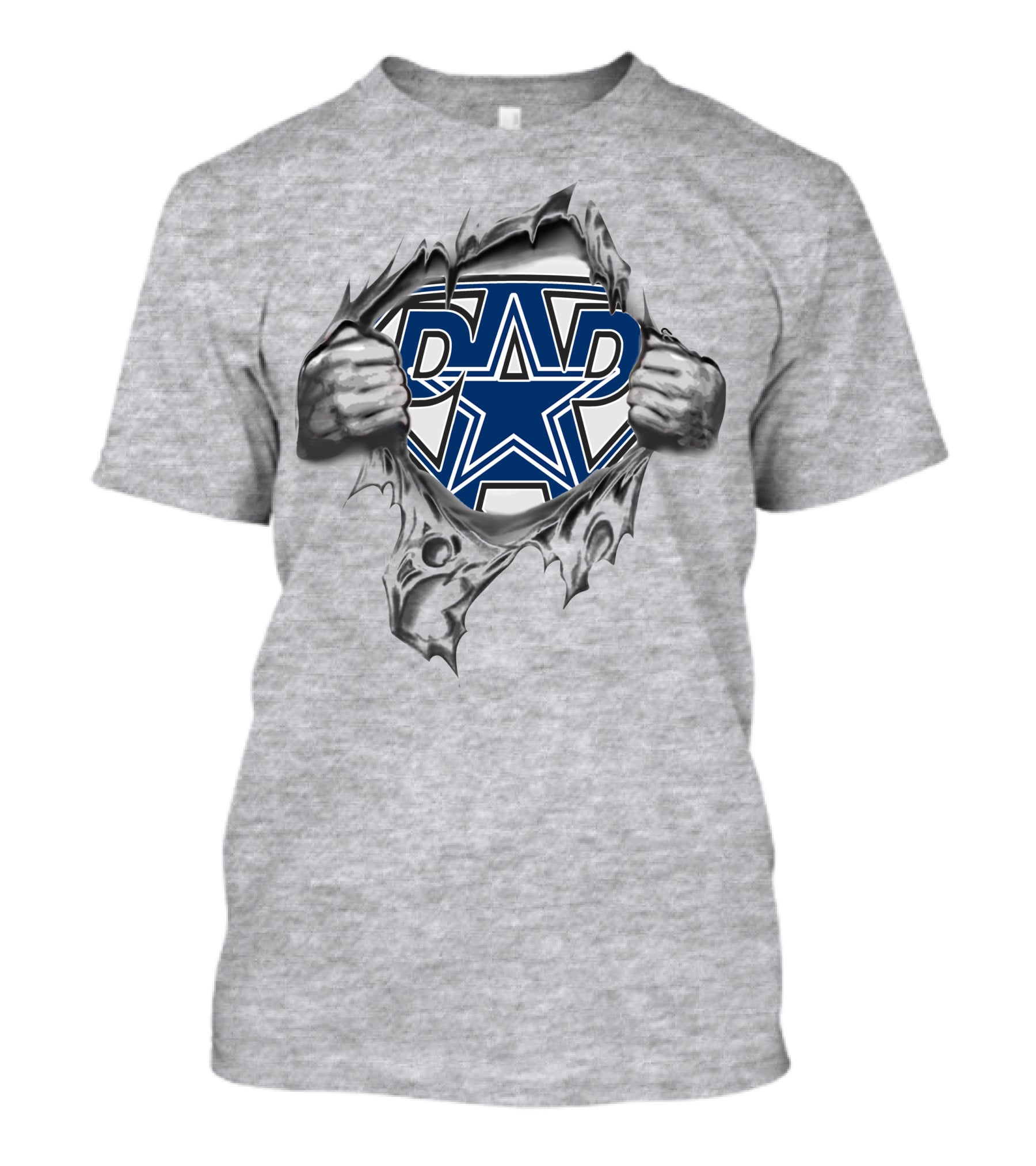 Cowboys Super Dad Star Emblem Ripped T-Shirt