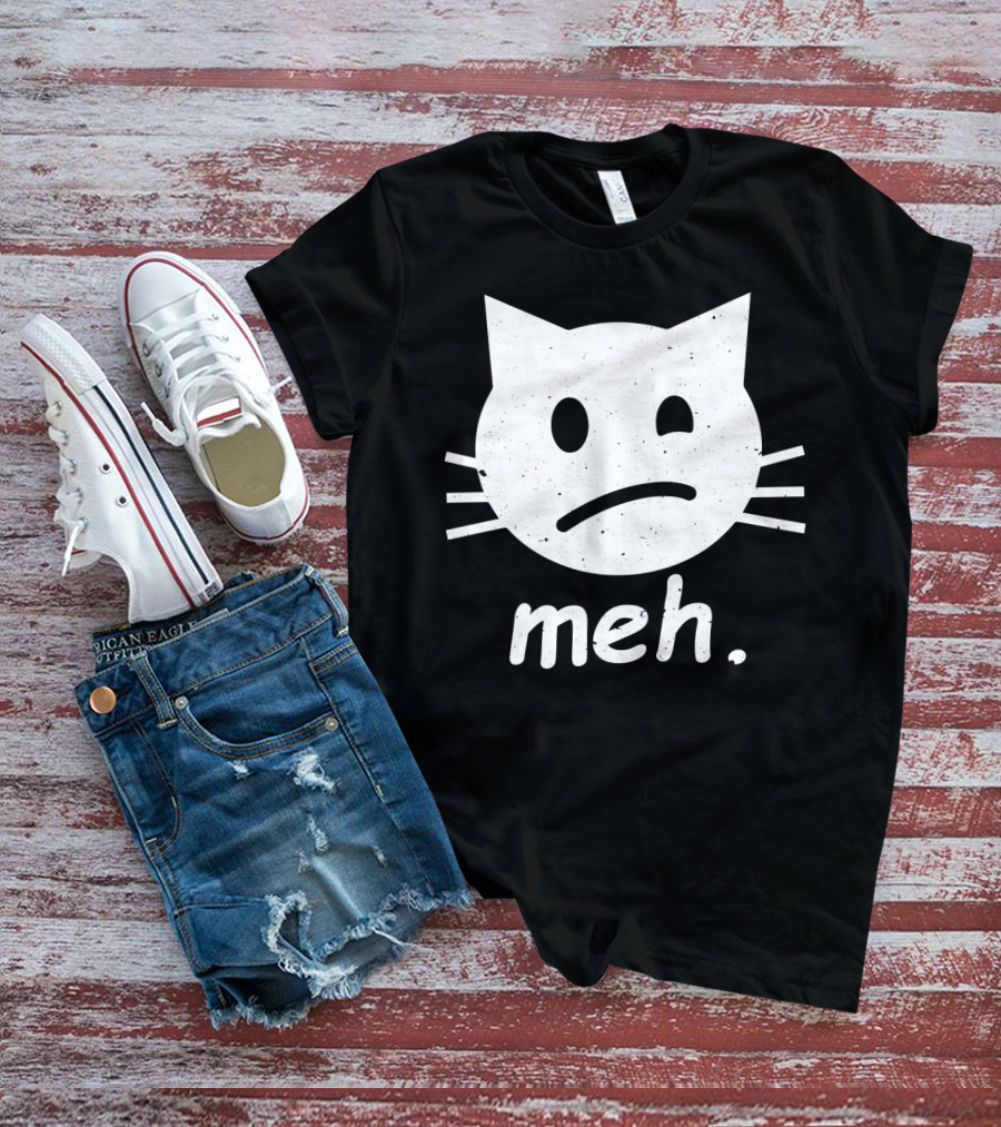 Meh Cat Face Halloween Humor T-Shirt