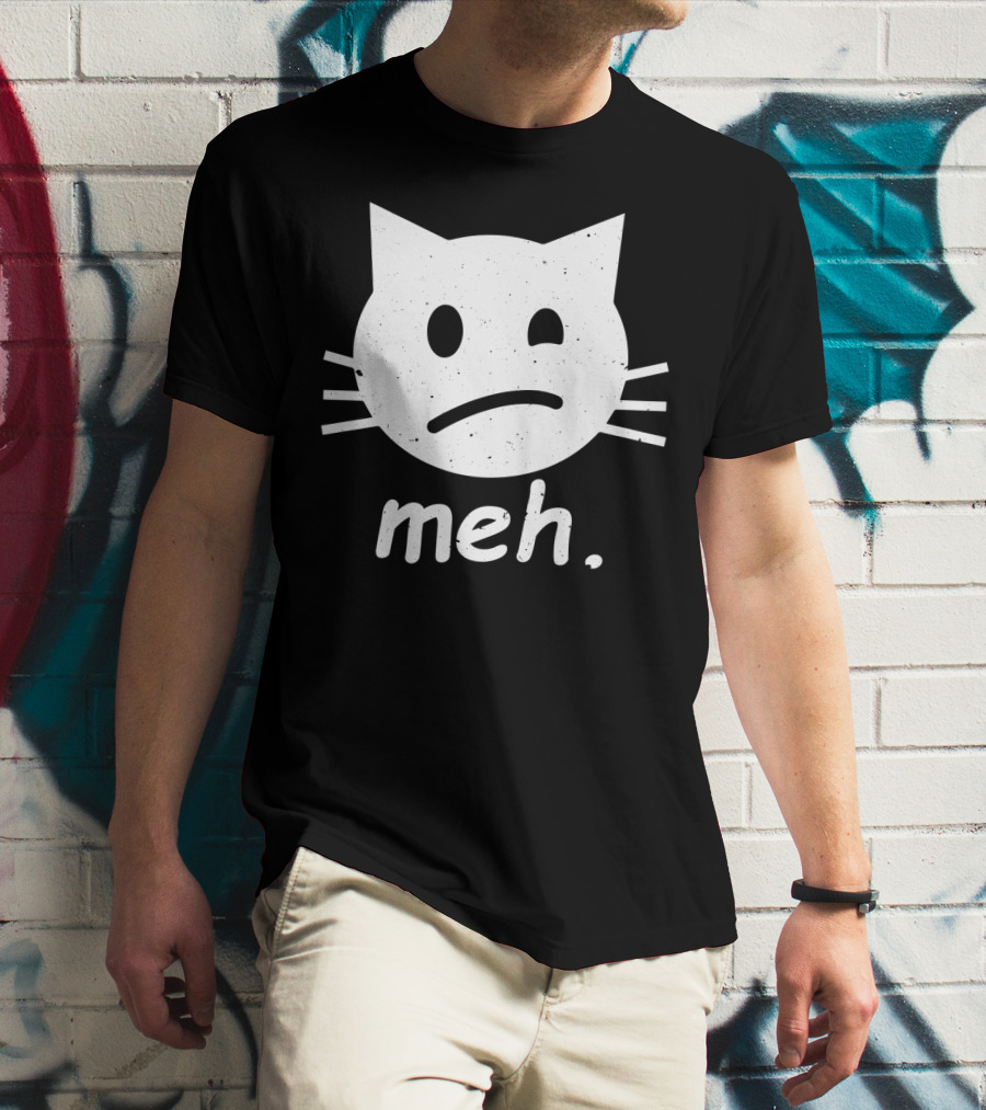Meh Cat Face Halloween Humor T-Shirt