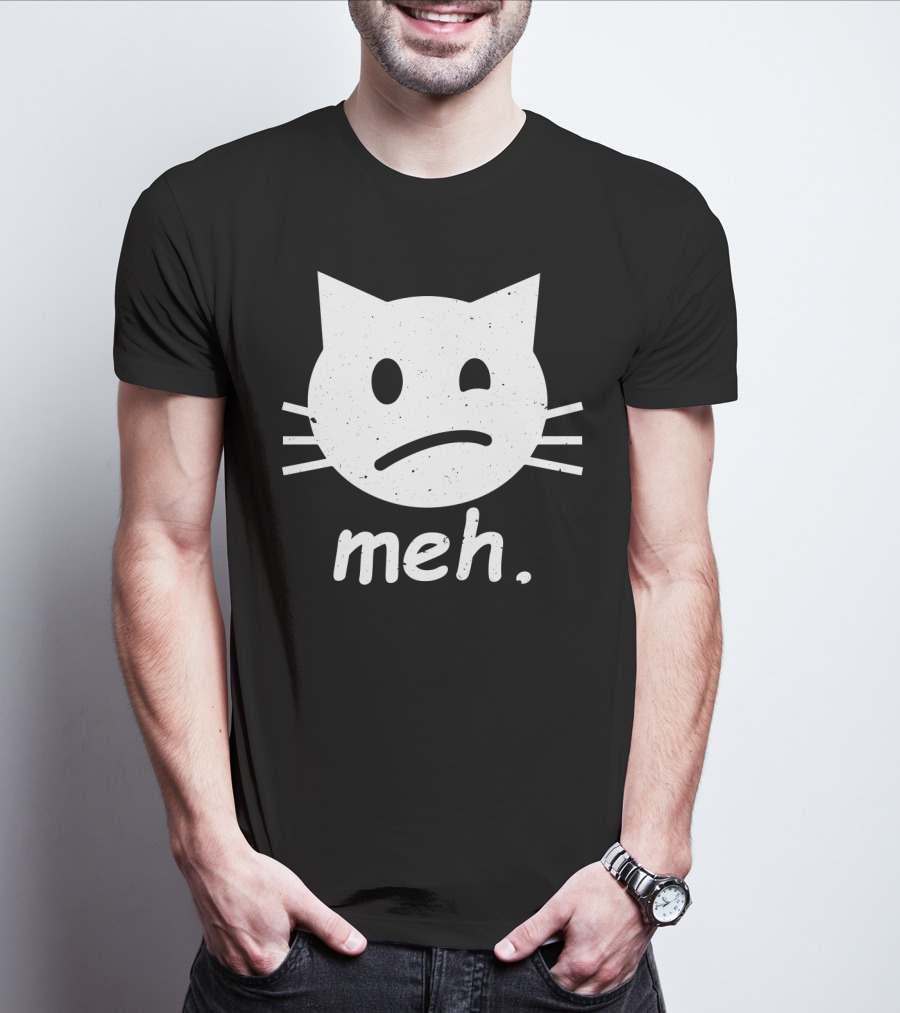 Meh Cat Face Halloween Humor T-Shirt