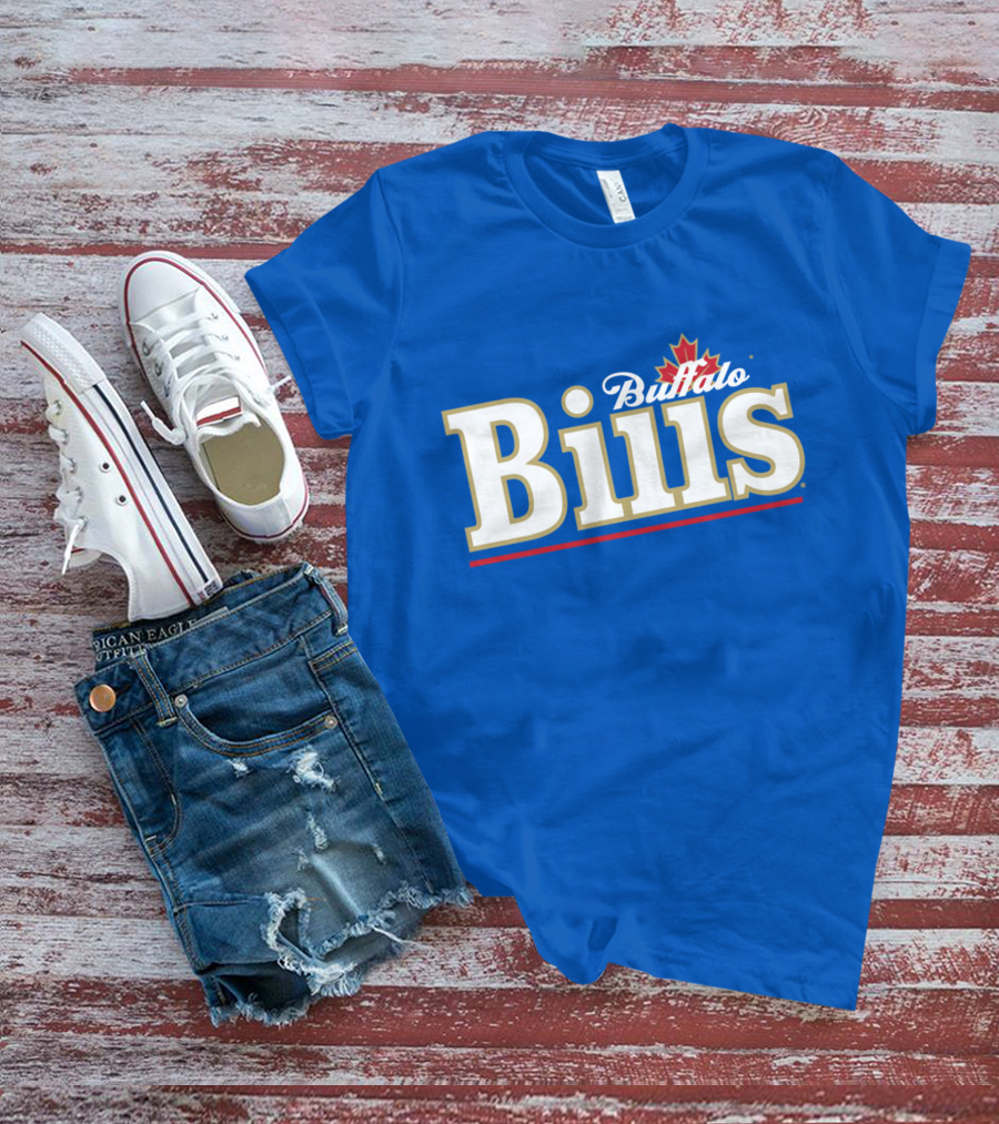 Buffalo Bills Logo With Red Maple Leaf T-Shirt