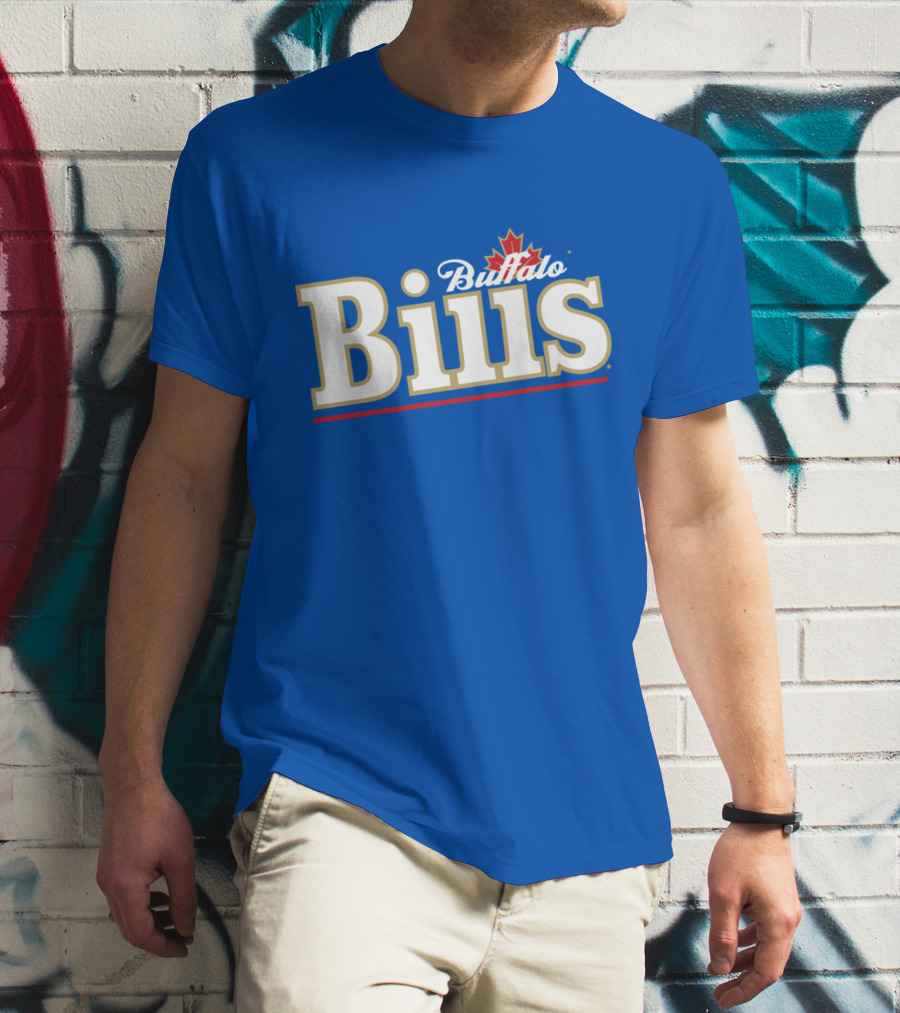 Buffalo Bills Logo With Red Maple Leaf T-Shirt