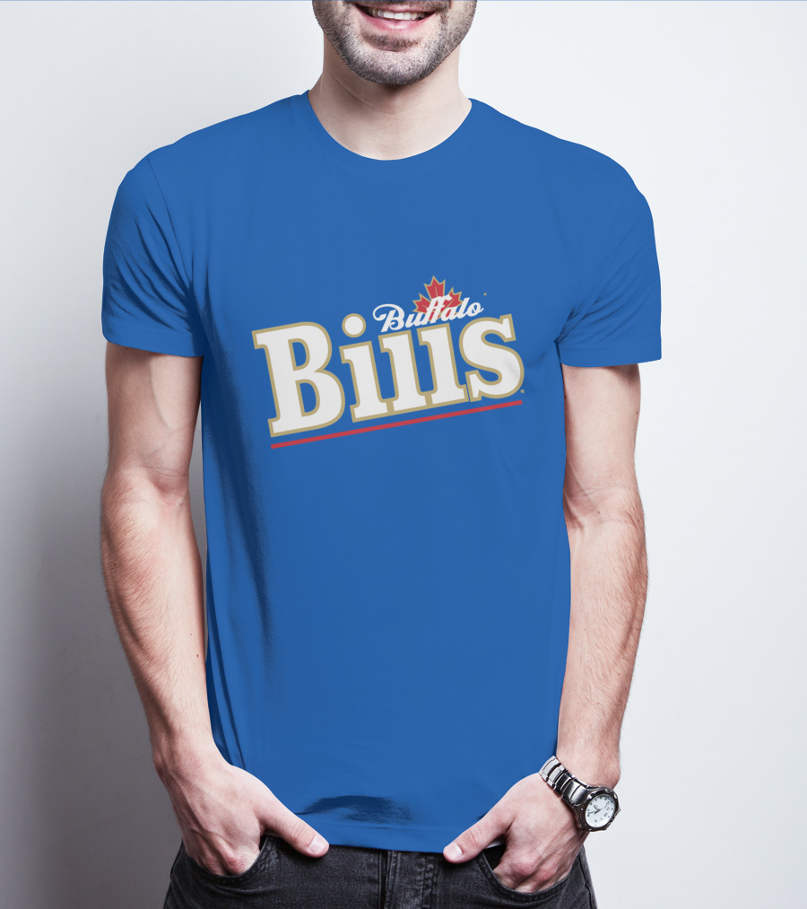 Buffalo Bills Logo With Red Maple Leaf T-Shirt