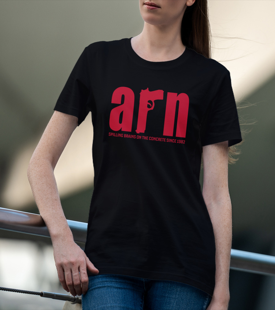Box Of Gimmicks Arn Spilling Brains On The Concrete Since 1982 Gun T-Shirt
