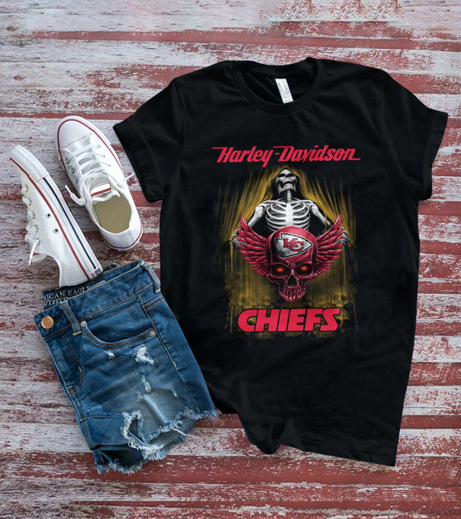 Harley Davidson Chiefs Skeleton Kansas City Chiefs T-Shirt