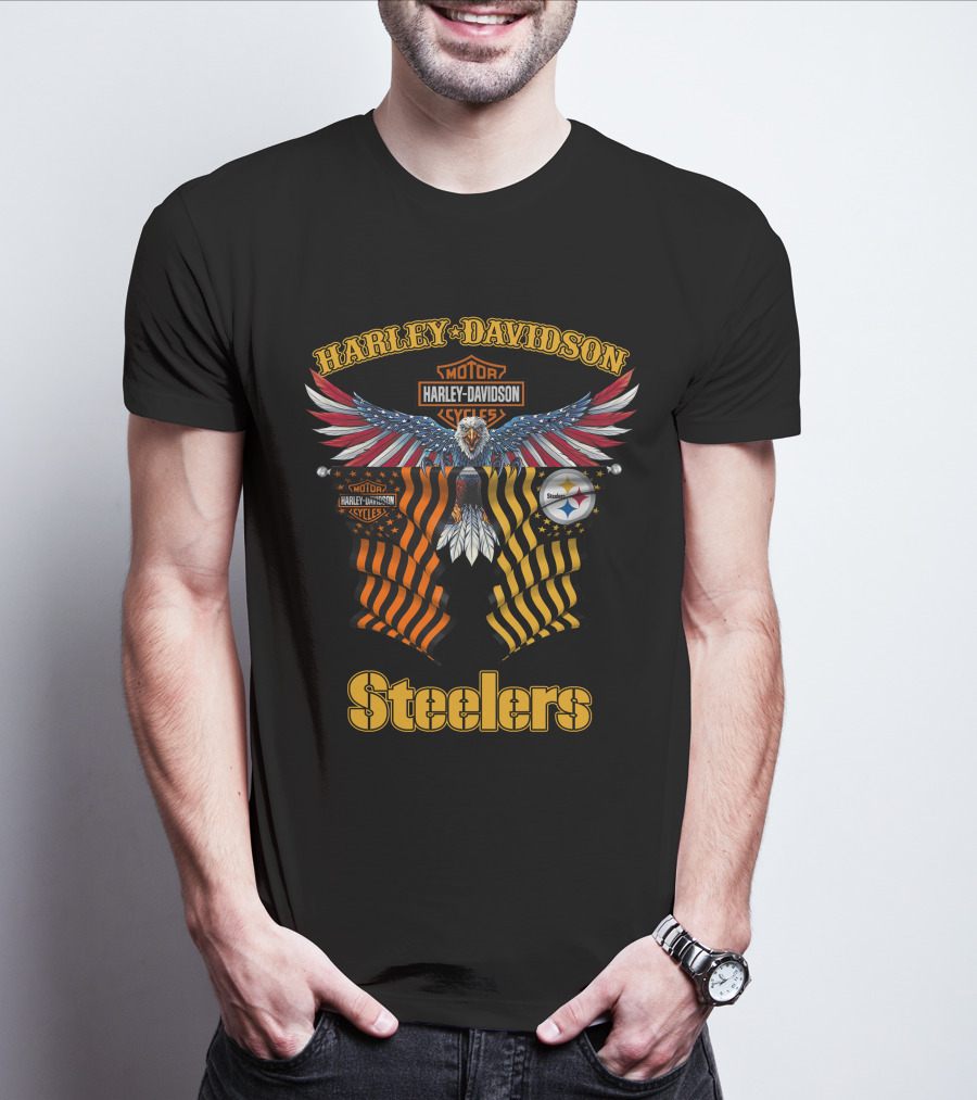 Harley Davidson Steelers Moto Eagle T-Shirt