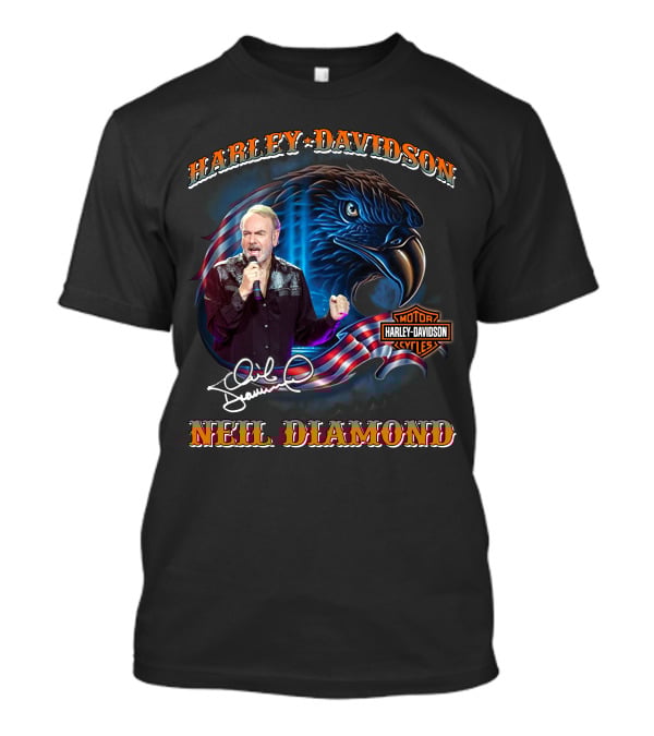 Harley Davidson Eagle With Neil Diamond Signature T-Shirt