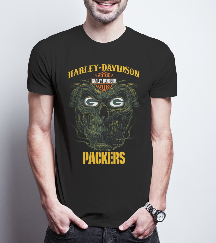 Harley Davidson Green Bay Packers G Skull T-Shirt