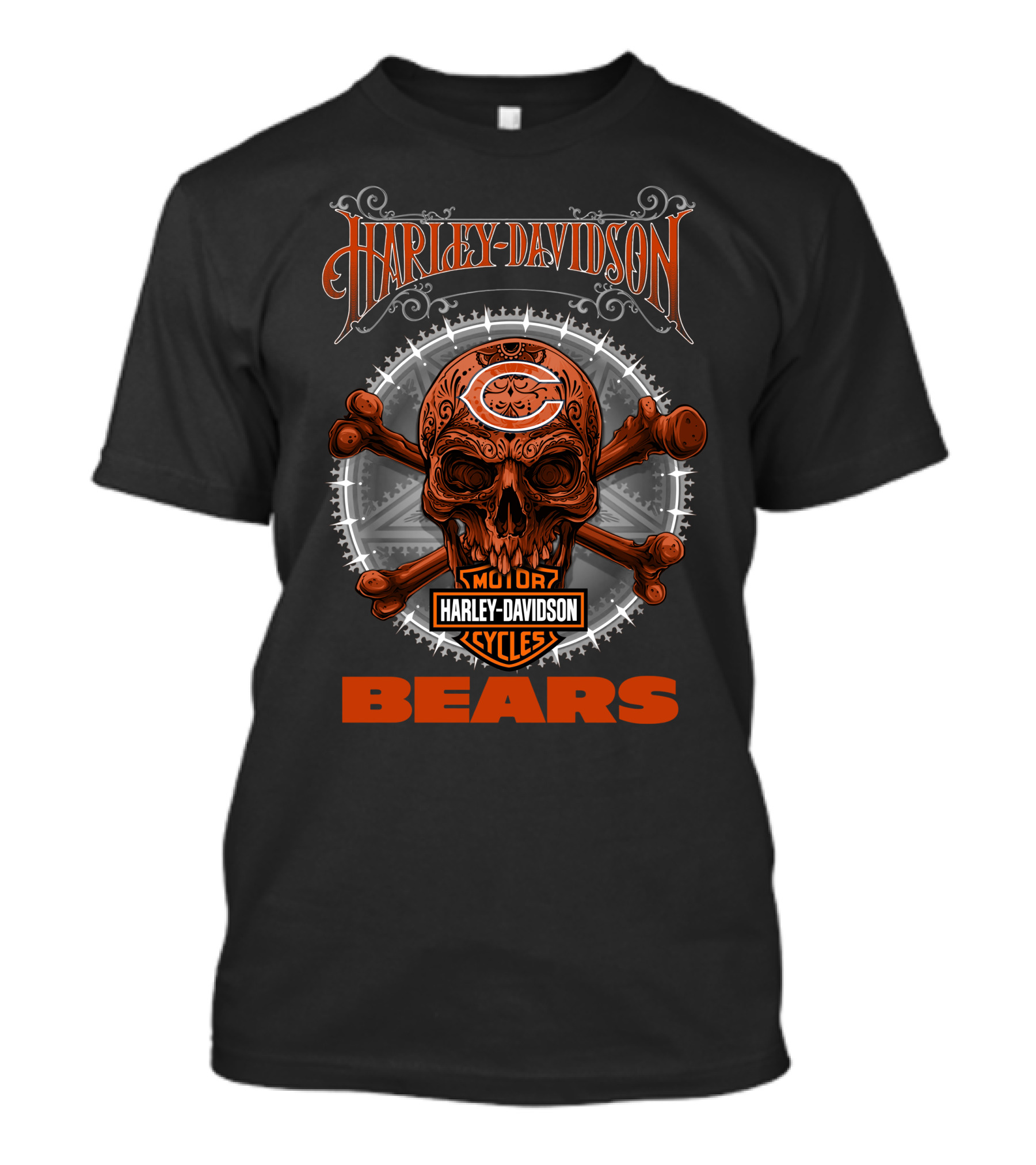 Harley Davidson Chicago Bears Skull And Crossbones T-Shirt