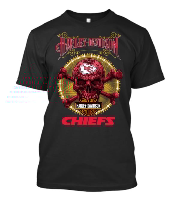 Harley Davidson Kansas City Chiefs Skull Nfl Collaboration T-Shirt