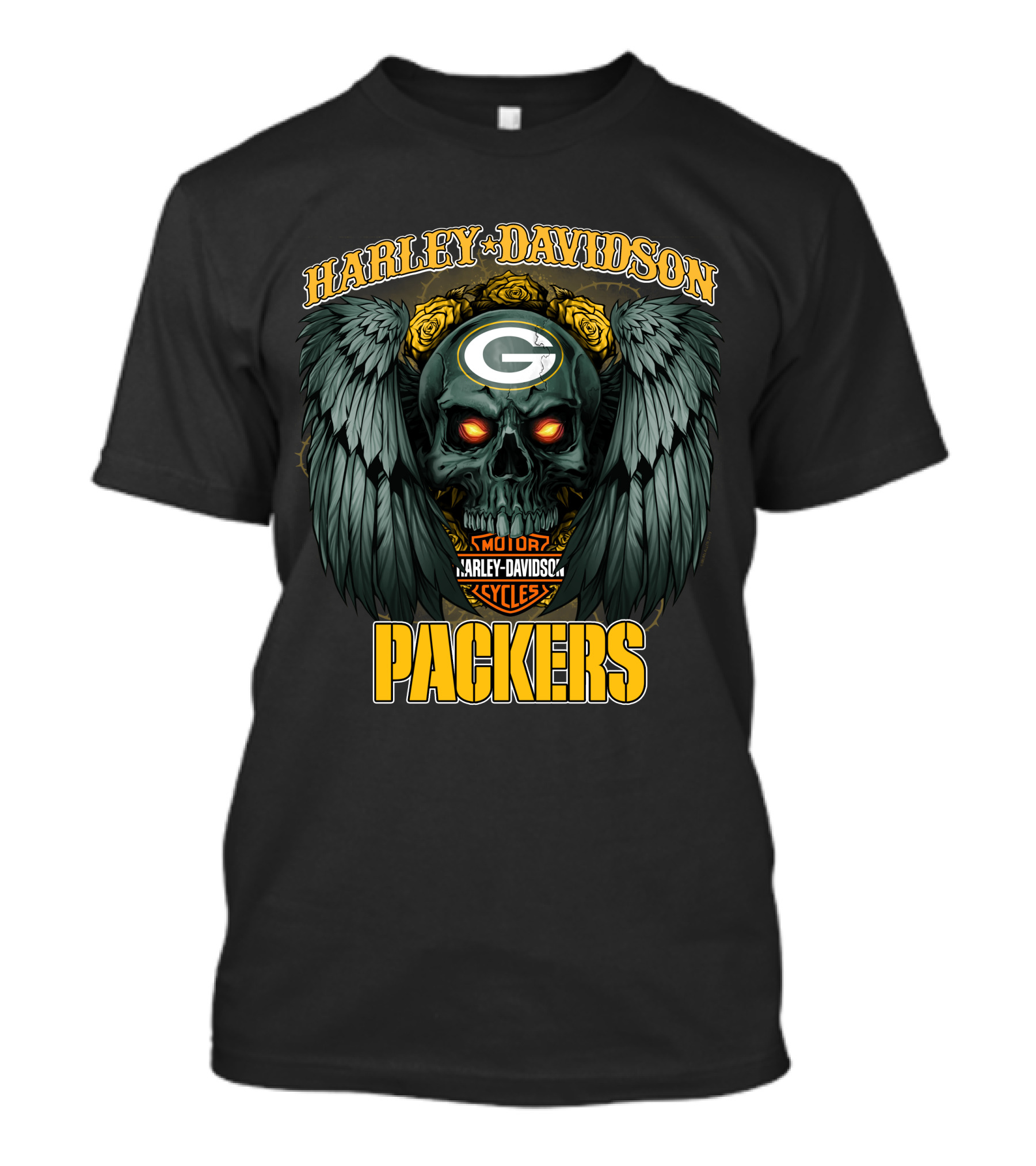 Harley Davidson Packers Skull Hd Nfl1228 Green Bay Packers T-Shirt