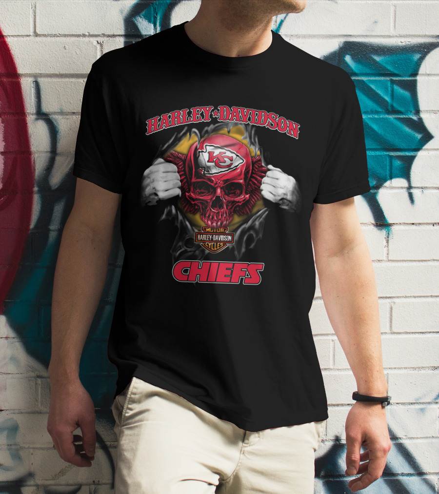 Harley Davidson Major Kansas City Chiefs Skull T-Shirt