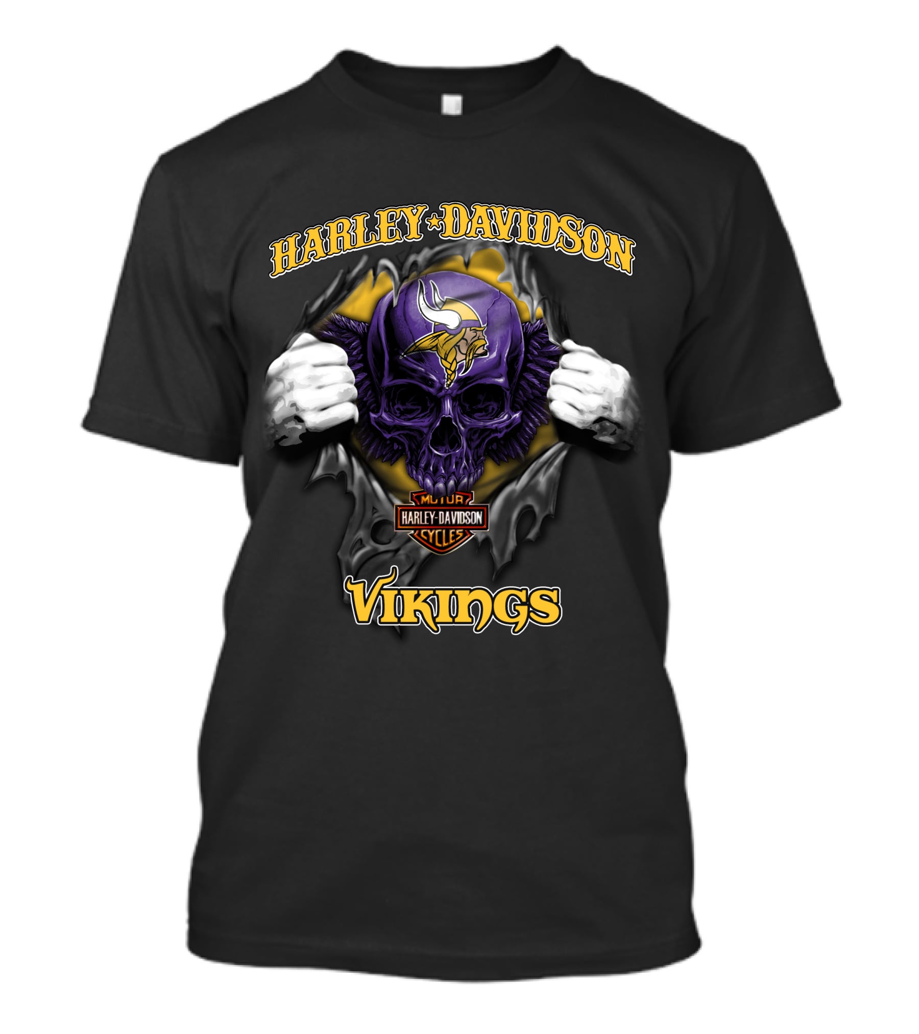 Harley Davidson Nfl Skull Minnesota Vikings Cycles T-Shirt