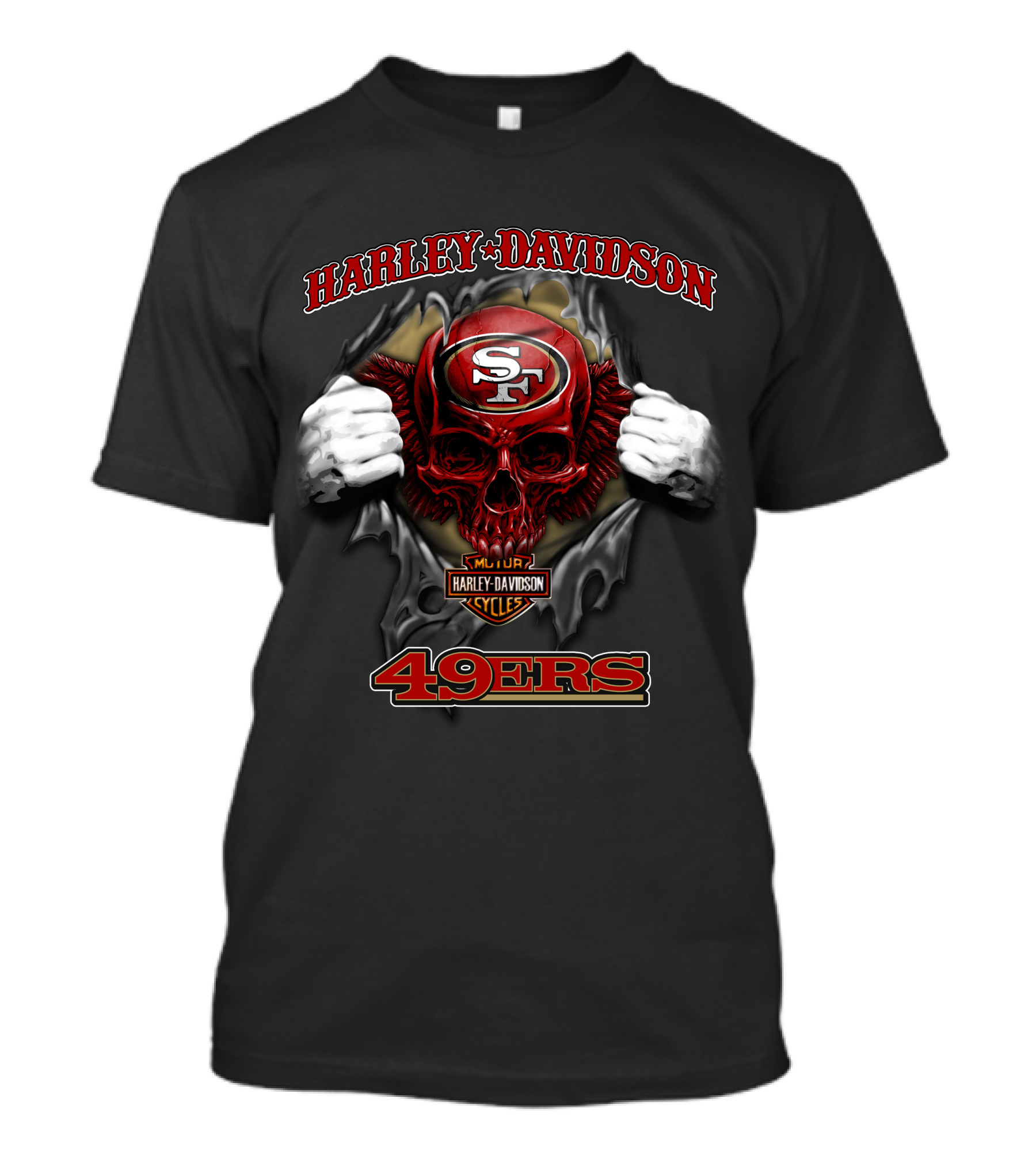 Harley Davidson Sf Skull 49ers Nfl T-Shirt