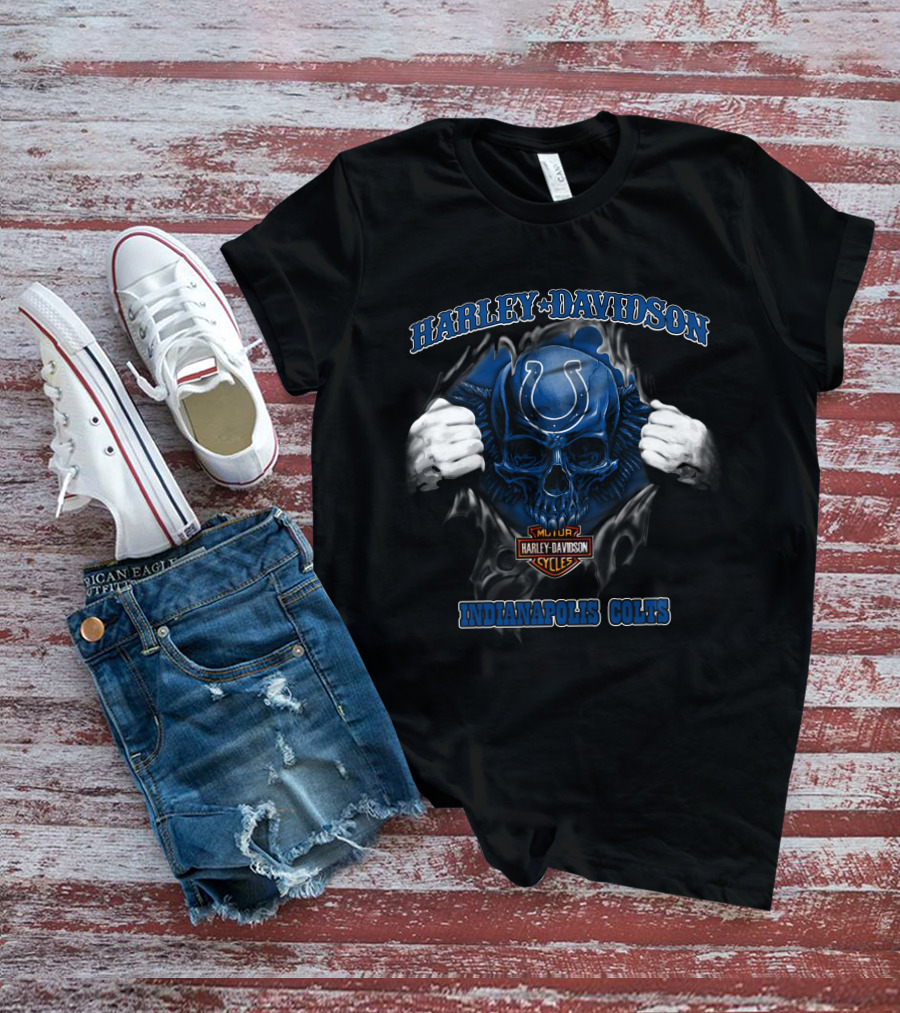 Harley Davidson Nfl Skull Indianapolis Colts T-Shirt