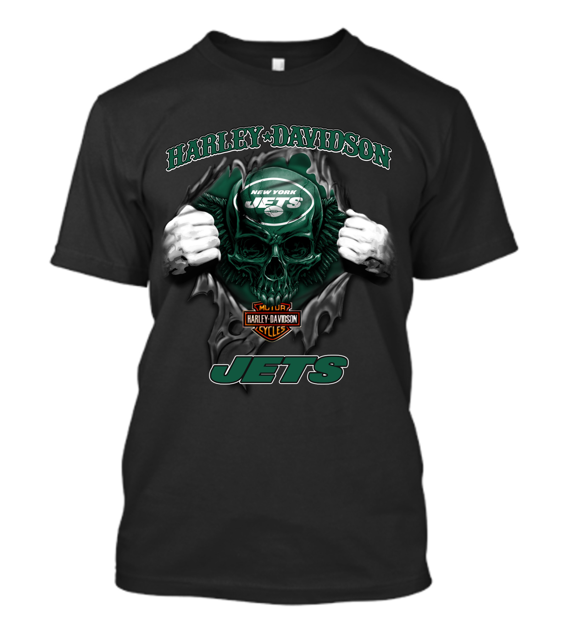 Harley Davidson New York Jets Skull Nfl T-Shirt