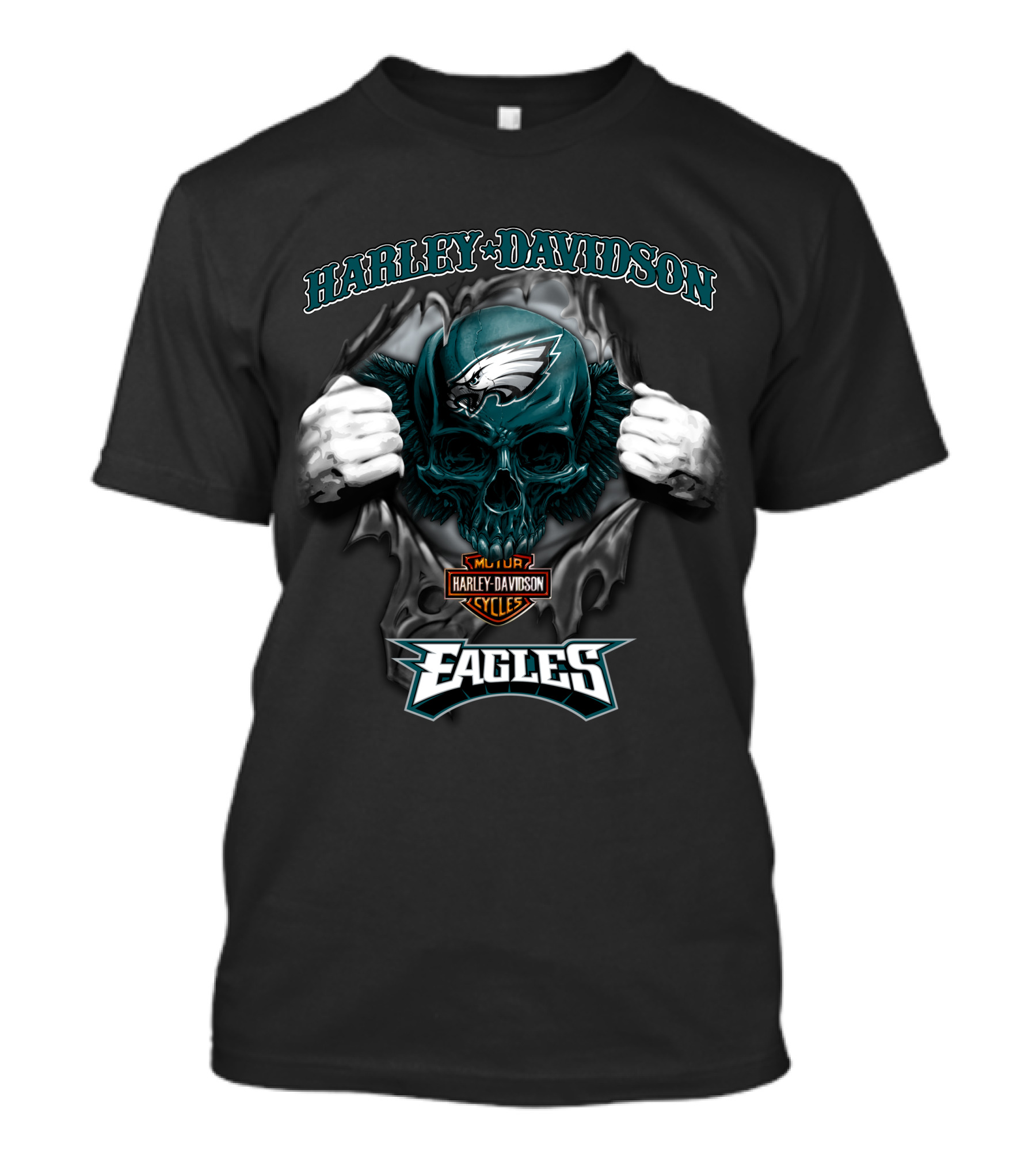 Harley Davidson Nfl Skull Philadelphia Eagles T-Shirt
